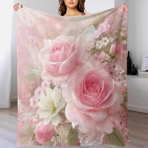 Jeté de canapé microfibre luxe imprimé floral plaid romantique grand confort - 4