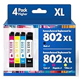 802 802XL Ink Cartridges Combo Pack Remanufactured Replacement for Epson 802 XL Ink Cartridges for Epson Printer Workforce Pro WF-4740 WF-4730 WF-4720 EC-4020 EC-4030 WF 4730 4734 4740 (BKCMY-4Pack)