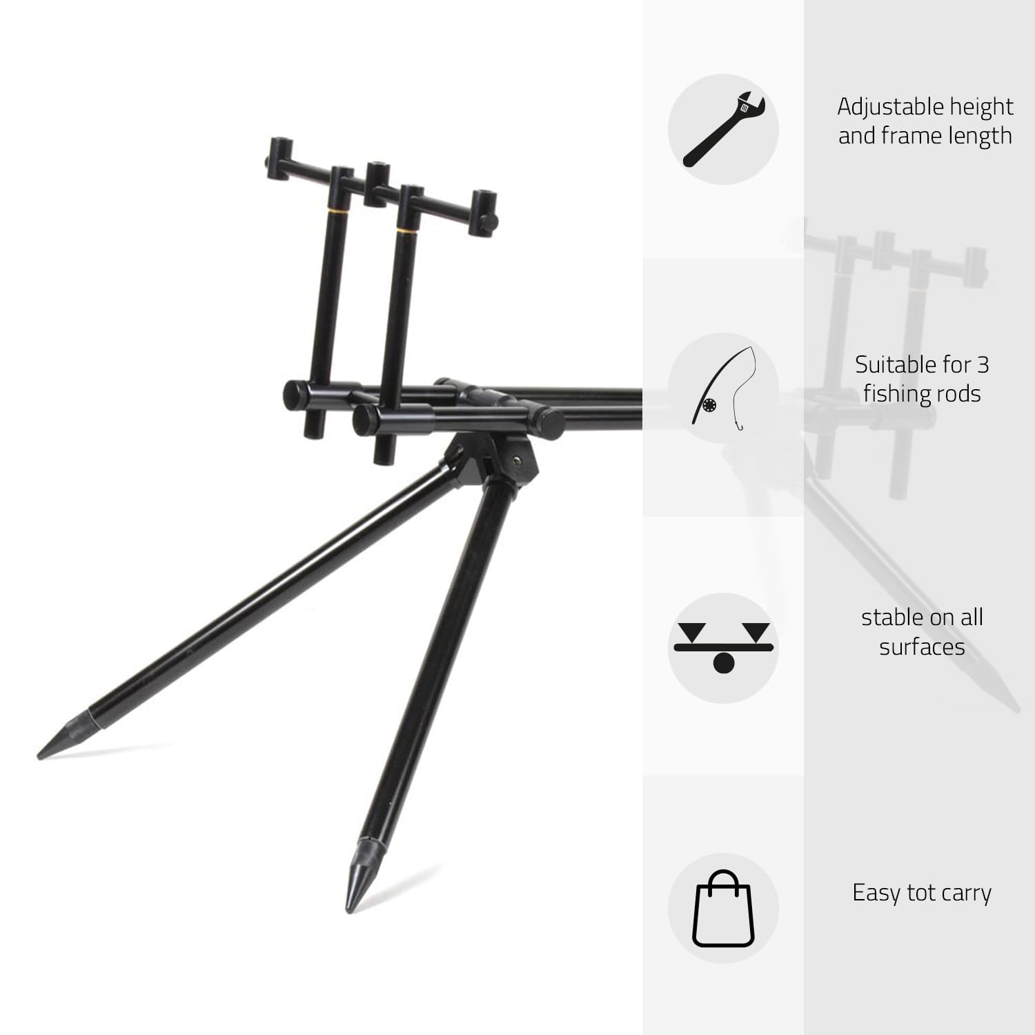 Edition VX3 - Rod pod leggero e regolabile - Compatto e resistente - Facile da montare - 3 canne - Borsa per il trasporto inclusa - Perfetto per brevi sessioni notturne e diurne