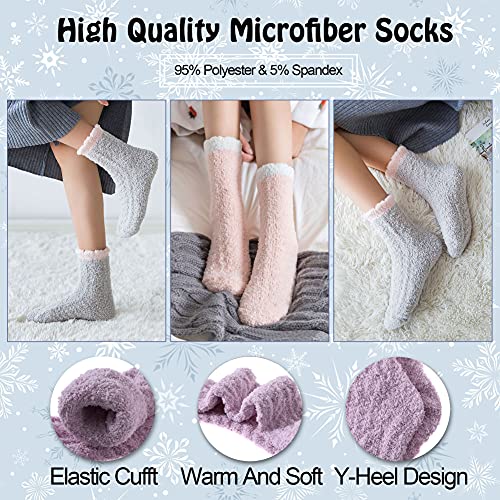 Image of LANLEO 5 /6 Pairs Womens Super Soft Fuzzy Plush Warm Winter Home Sleeping Slipper Socks
