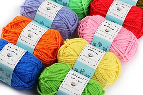 Inscraft 48 Pcs Crochet Yarn Kit, 1400 Yards 40 Colors Acrylic Yarn Skeins, 2 Crochet Hooks, 2 Weaving Needles, 4 Stitch Markers, 1 Bag, Yarn For Crocheting & Knitting, Gift For Beginners And Adults #TOP4