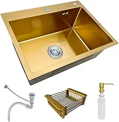 Cuba Pia Inox Cozinha Gourmet Com Acessórios 60x45 Diversas Cores - Brinovar (Dourado)