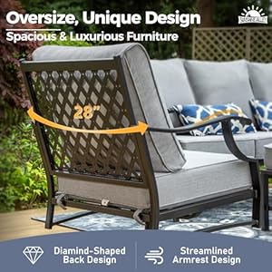 7 Piece Metal Outdoor Patio Furniture Set, Patio Conversation Sets 1 3-seater Sofa, 2 Fixed Chairs, 2 Swivel Chairs, 2 Ottomans with 5.75" Thick Cushion, Black Backyard Furniture, Gray 7 Piece Metal Outdoor Patio Furniture Set Patio Conversation Sets 1 3 seater Sofa 2 Fixed Chairs 2 Swivel Chairs 2 Ottomans with 575 Thick Cushion Black Backyard Furniture Gray