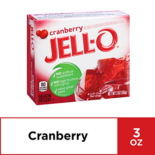 Image of Jell-O Gelatin Dessert Mix, Cranberry Flavor, Classic Fruit Gelatin for Desserts, Salads & Holiday Recipes, 3 oz (Pack of 24)