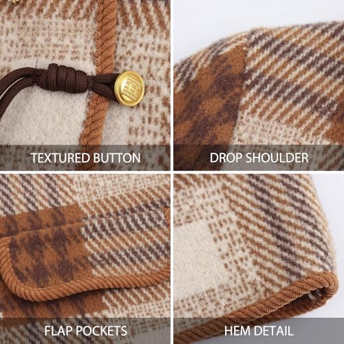 Women's Open Front Knit Lightweight Sweater Vintage Plaid Cardigans 2025 Winter Warm Coats with Pockets3