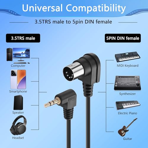 Cable 5 Pin DIN a Jack 3.5mm 0.5 m 2 piezas miniatura 2