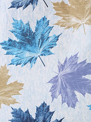 Image of Home Sizzler 2 Pieces 3D Maple Eyelet Polyester Window Curtains - 5 Feet, Blue