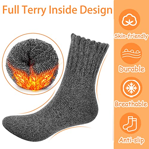 Josnown Calze Termiche Uomo, 5 Paia Spessa Calzini Uomo Invernali con in Morbida Spugna, Traspirante e Anti-sudore Calze Lana per Zone Fredde, Lavoro All'aperto, Sciare, Sport, Taglia 37-44 - Image 4