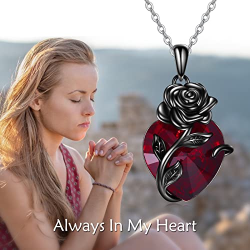 AOBOCO Sterling Silver Heart Urn Necklace for Ashes Womens Rose Cremation Jewelry2