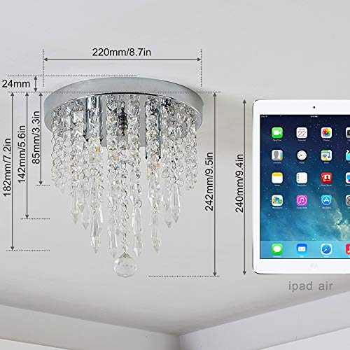 Mini-Chandelier-Crystal-Chandelier-Lighting-2-Lights-Flush-Mount-Ceiling-Light-H104-x-W866-Modern-Chandelier-Lighting-Fixture-for-Bedroom-Hallway-Bar-Kitchen-Bathroom