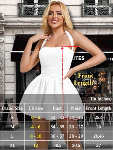 Image of ChiaoLezhee Halter Mini Bubble Dress, Date Night Birthday Homecoming, Coquette Short Corset for Women, Sexy Cute Going Out