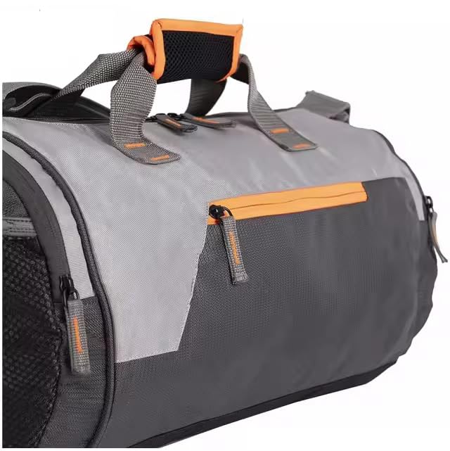 Leosportz Duffel Shoulder Gym Bag - Easy to Carry Gym Bag 30 LTR | Premium Sports Gym Bag | Adjustable Shoulder Bag for Men Women (Medium, Gym Bag with Hand Grip, Orange) 1