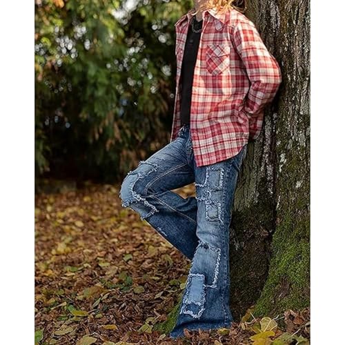 Baggy Hip Hop Jeans for Men Baggy Straight Leg Long Denim Pants Vintage Loose Fit Classic Trousers (X-Large,Bluea4)4