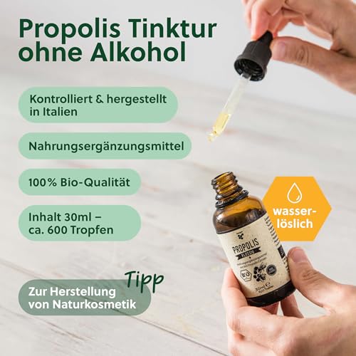 beegut BIO Propolis Tropfen ohne Alkohol 30 ml – Alkoholfreie Propolis Tinktur mit Pipette – Reiner Bienenharz Extrakt in Bio-Qualität – Sanft & natürlich für Kinder und Erwachsene.
