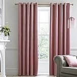 Laurence Llewelyn-Bowen Montrose Blush Blackout, W46 x L72 (117 x 183cm), Velvet Living Room & Bedroom, Pink Thermal/Eyelet Curtains, Polyester