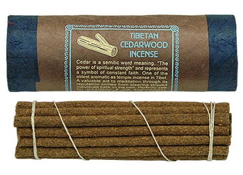 Cedarwood Incense - Traditional Tibetan Style - 30 Sticks and Holder