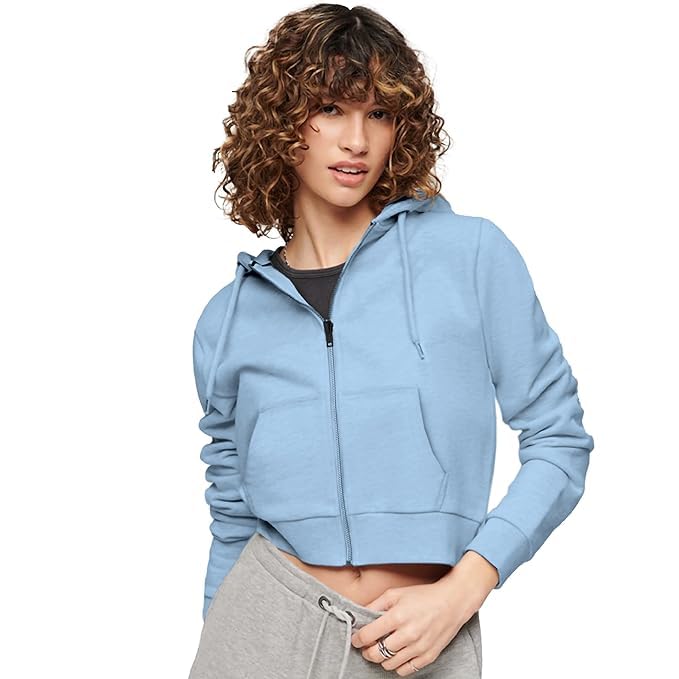 Image of FUNKY MONKEY Soft Fleece Crop Zipper Hoodie for Girls and Womens Sweatshirt