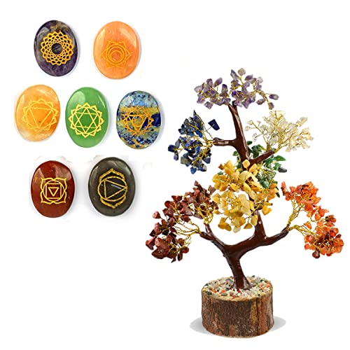 Reiki Crystal Products Natural 7 Chakra Tree 500 Beads with 7 Cha...