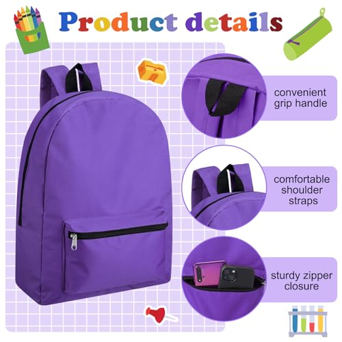 Image of Amylove 12 Pack Backpack in Bulk 17 inch Lightweight Outdoor Travel Bag Classic Bookbags Bulk for Elementary Middle High(Lively Colors,Retro)