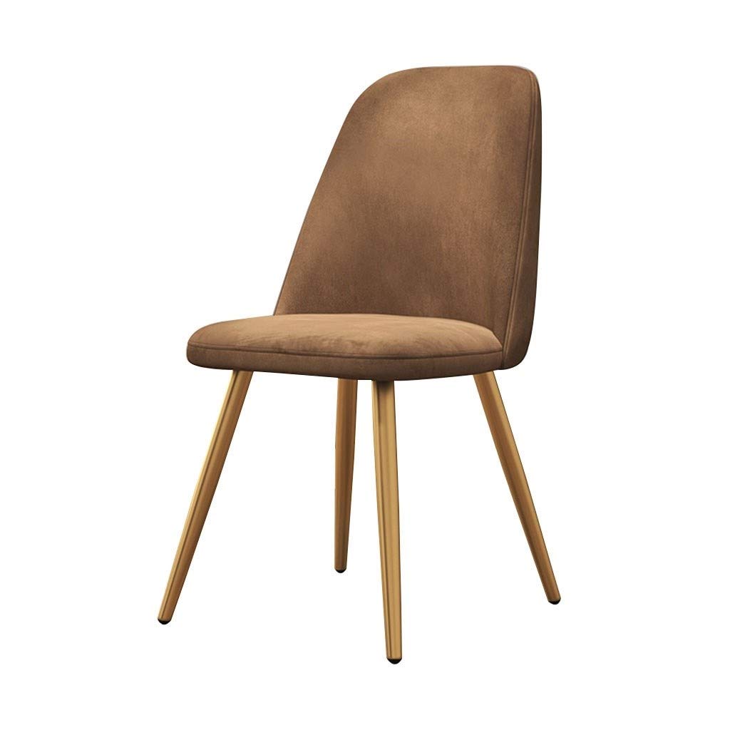 Velvet Dining Chairs Mid Century Modern Velvet Upholstered Dining Side Chairs With Gold Legs Cute Desk Chairs For Kitchen Living Room Bedroom Set Of 2 (Color : Brown+golden legs)