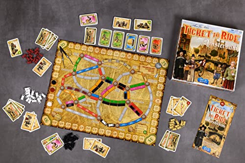 Image of Asmodee Ticket to Ride Amsterdam Board Game - Train Route-Building Strategy Game, Fun Family Game for Kids & Adults, Ages 8+, 2-4 Players, 10-15 Minute Playtime