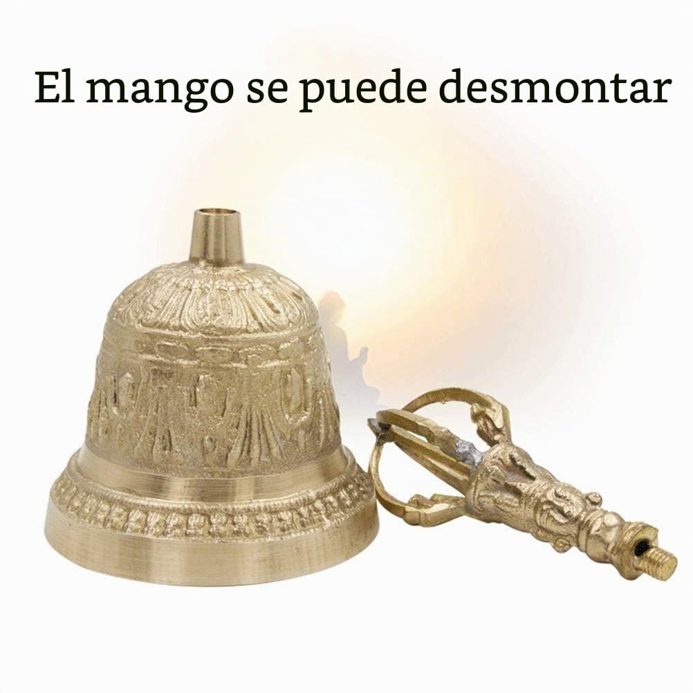 Hztyyier Campana de Meditación Budista Tibetana Dorje Vajra, Campanas de Oración Hechas a Mano, Latón para el Templo, Boda en Casa