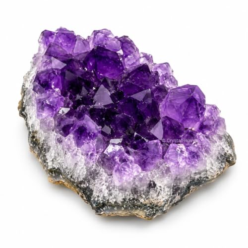 Image of Amethyst Crystal Stone Certified Cluster - Raw Amethyst Stone Original Certified for Energy Cleansing, Meditation, Chakra Balancing, Healing and Decoration Gift