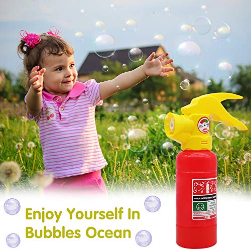 JOYIN Automatic Bubble Maker Fire Extinguisher Bubble Blower Machine with Bubble Solution (100 ml) for Kids, Indoor and Outdoor Play, Summer Themed Party and Birthday