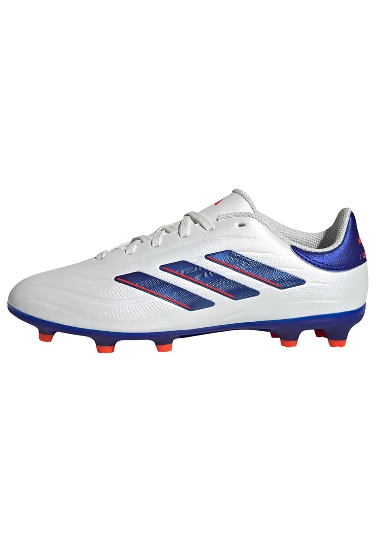 adidas COPA Pure II League Football Boots Firm Ground, Cloud White/Lucid Blue/Solar Red, 4.5 UK