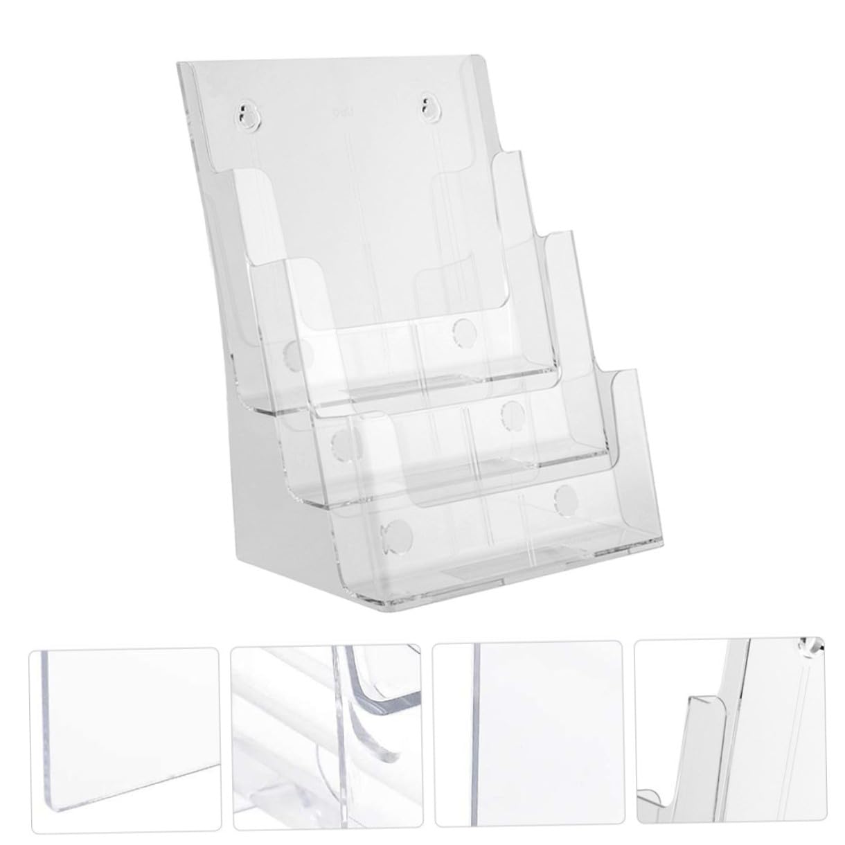 Organizzatore da Scrivania per Archiviazione Documenti e Porta Brochure in Acrilico Trasparente a Tre Strati per Spazio Desktop e Ufficio