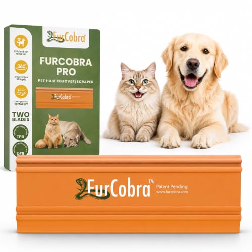 FurCobra Pro Pet Hair Remover 4.3 Dog & Cat Hair Remover for Car Couch Carpet Bed & Furniture Reusable Dual-Blade Pet Hair Scraper for Auto Detailing Home & Upholstery