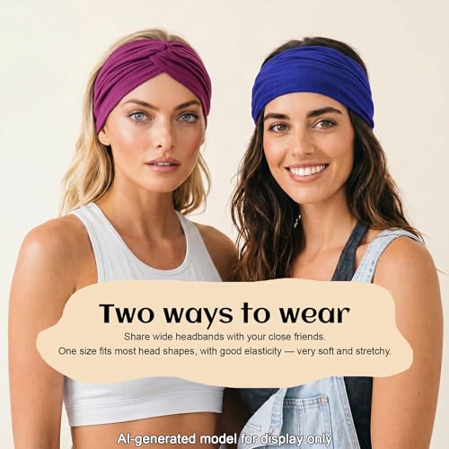 7-Inch Wide Headbands for Women – 3 Pack Soft Thick Turban Hair Bands - image 2