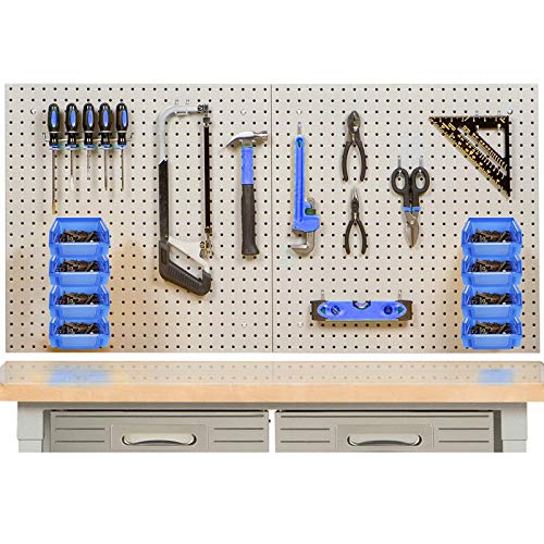 12 Packs Blue Pegboard Bins, Small Pegboard Hardware Parts, Durable Pegboard Bins Pegboard Storage Hooks Peg Board Accessory Organizer Storage Attachment - Thumbnail 5
