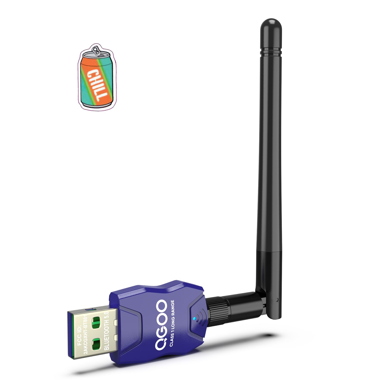 Class 1 Long Range Bluetooth Adapter for PC, QGOO USB Bluetooth Adapter for PC 5.3+EDR, Bluetooth Dongle Bluetooth Receiver Support Windows10/8.1/8/7?blue-168?