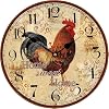 TAHEAT 12 Inch Rooster Wall Clock, Home Sweet Home Farmhouse Decor, Red Vintage Chicken Battery Operated Wall Clocks for Kitchen/Bedroom/Dining Room/Office