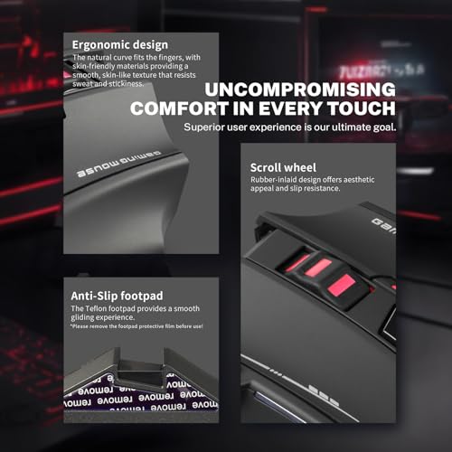 Image of Wireless Gaming Mouse, RGB Dual Mode Bluetooth Mouse Up 24,000 DPI, 13 Macro Programmable Buttons, Optical Computer Mouse 50Hrs for PC Laptop MOBA FPS, PMW-3311, Comfort Grip (Black)