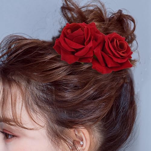 Broche fleur rose et accessoires cheveux avec pince crocodile stable