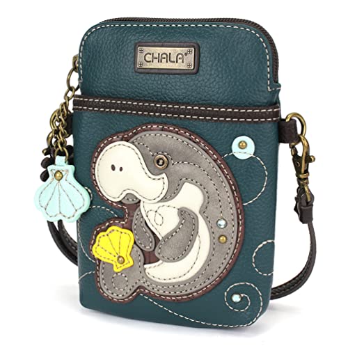 Image of CHALA Ocean Collection Cell Phone Crossbody Purse-Women PU Leather /Canvas Multicolor Handbag with Adjustable Strap