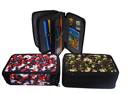 Takestop® Astuccio Mimetico Casuale con 3 Zip