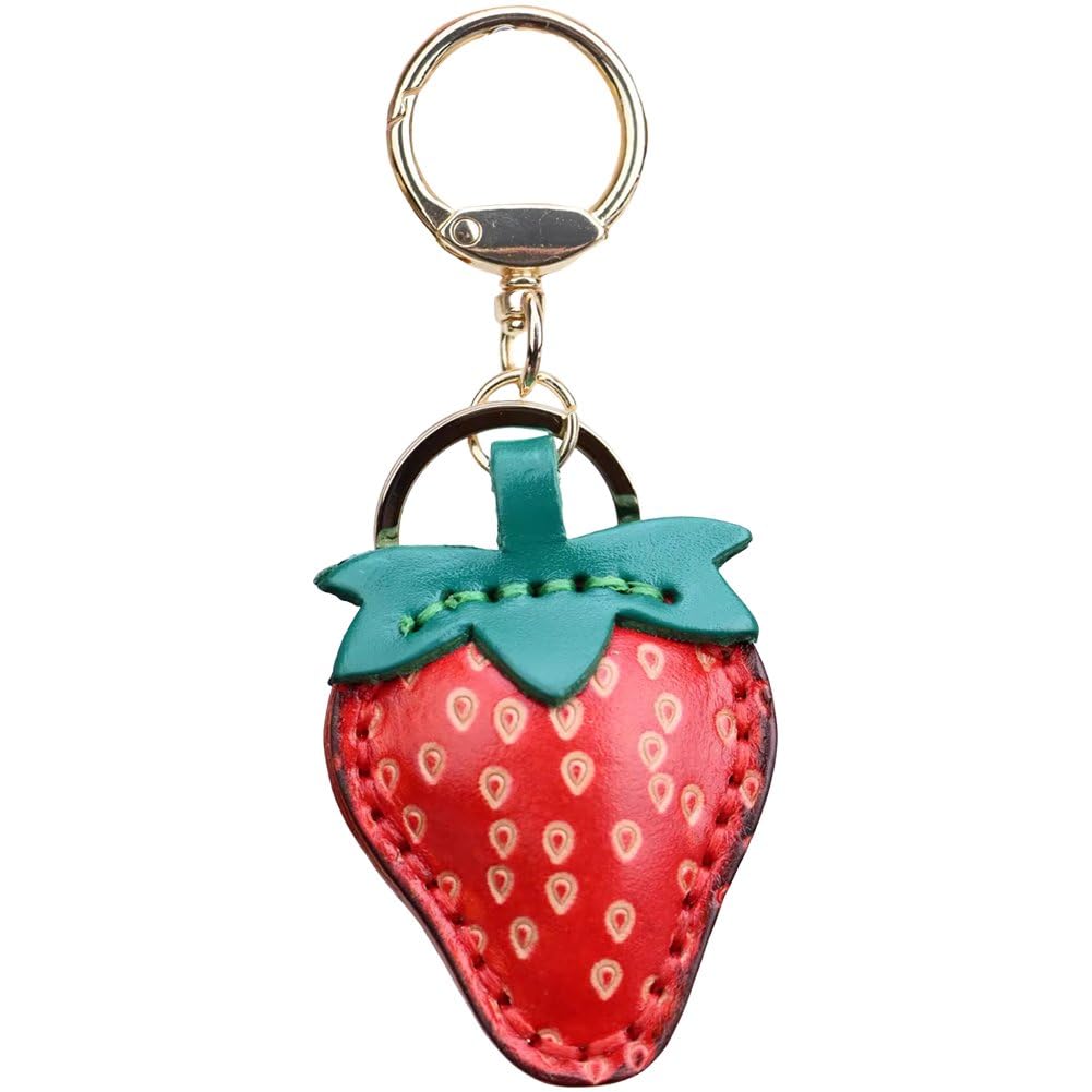 Fituenly Cute Fruit or Vegetable Coin Purse Keychain, Adorable Pu Leather Mini Wallet Bag Charm for Women Girls