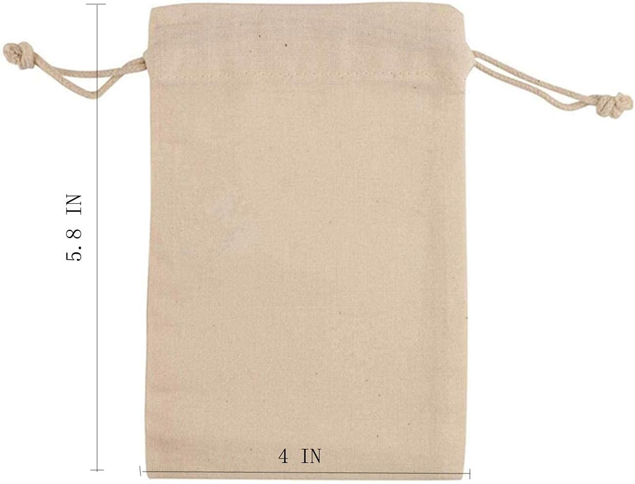 KUPOO 50PS Cotton Bags Cotton Muslin Bags Drawstring Muslin Bag for Wedding Party Favor (4 x 5.8 Inch) - Image 3
