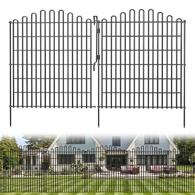 No Dig Garden Fence Panels, Dog Fence Outdoor for Yard, 10 Panels with Gate