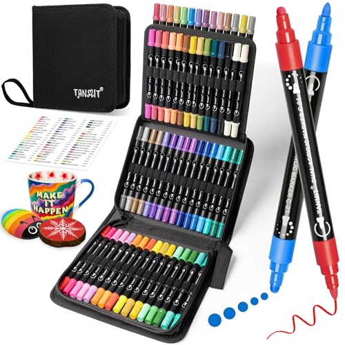 Acrylic Paint Pens Markers, 60 Colors Dual Tip Acrylic Paint Pens...