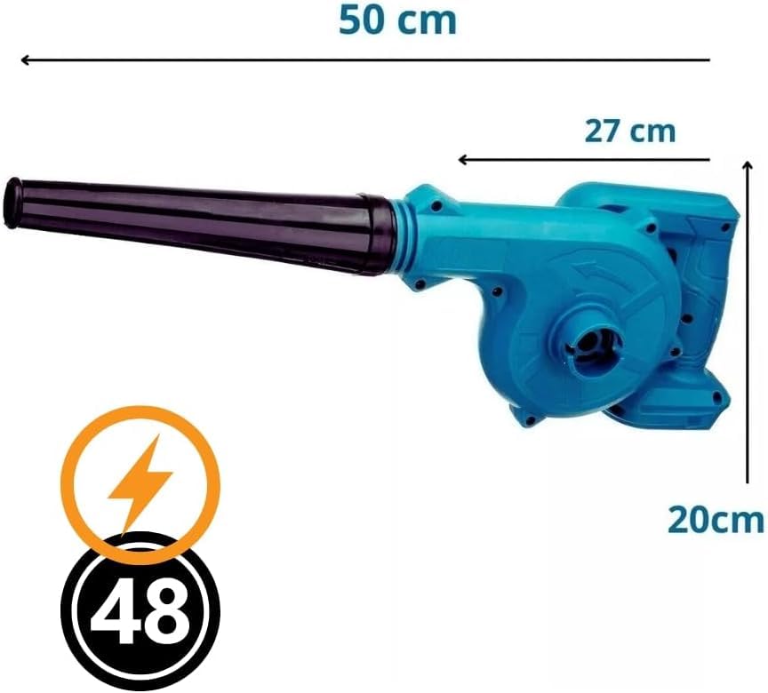 Soplador a batería, soplador eléctrico con doble batería, soplador de hojas, mantenimiento de jardín, ligero para césped, patio, soplar hojas y polvo
