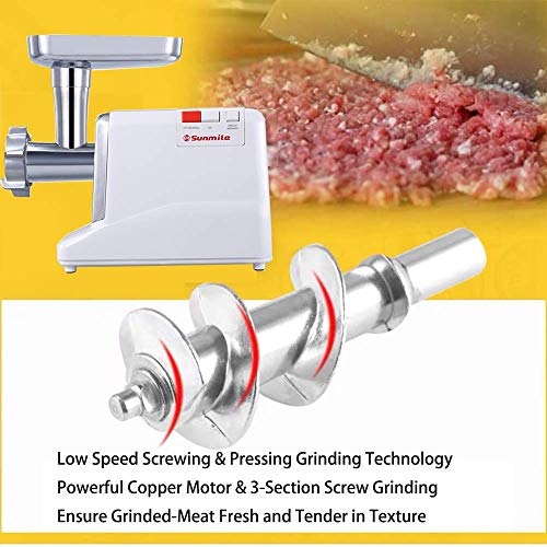 Sunmile SM-G50 ETL Electric Meat Grinder - Max 1.3 HP 1000W Heavy Duty Meat Mincer Sausage Grinder - Metal Gears, Reverse, Circuit Breaker, Stainless Steel Cutting Blade and Plates, 3 Sausage Stuffs