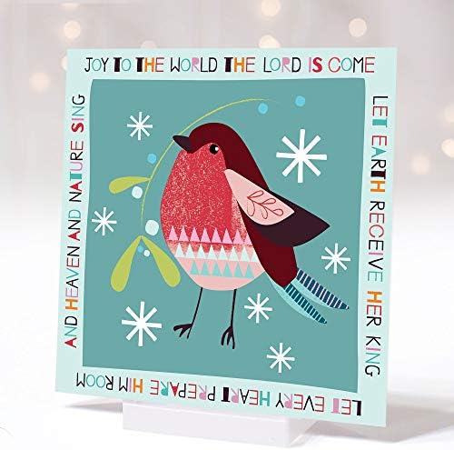 Christian Christmas cards - Robin, Joy to the World, pack of 10, with Bible verse Isaiah 12:6 inside these religious Christmas cards, by Just Cards Direct