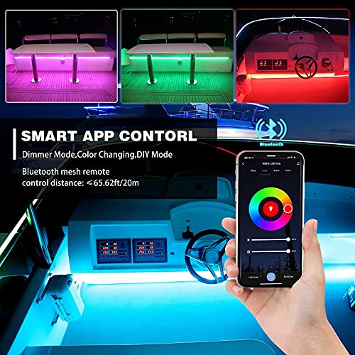 Fovaa Boat Lights Marine Led Boat Strip Lights Waterproof Underwater Marine Lights Led Lighting For Pontoon Fishing Night Jon Bass Boats, Boat Lights Interior Rgbw 12V Boat Accessories(2M/6.56Ft) #TOP1