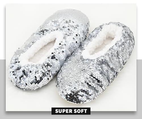 Image of Panda Bros Womens Ballerina Sequin Slippers, Bling House Slippers With Grippers