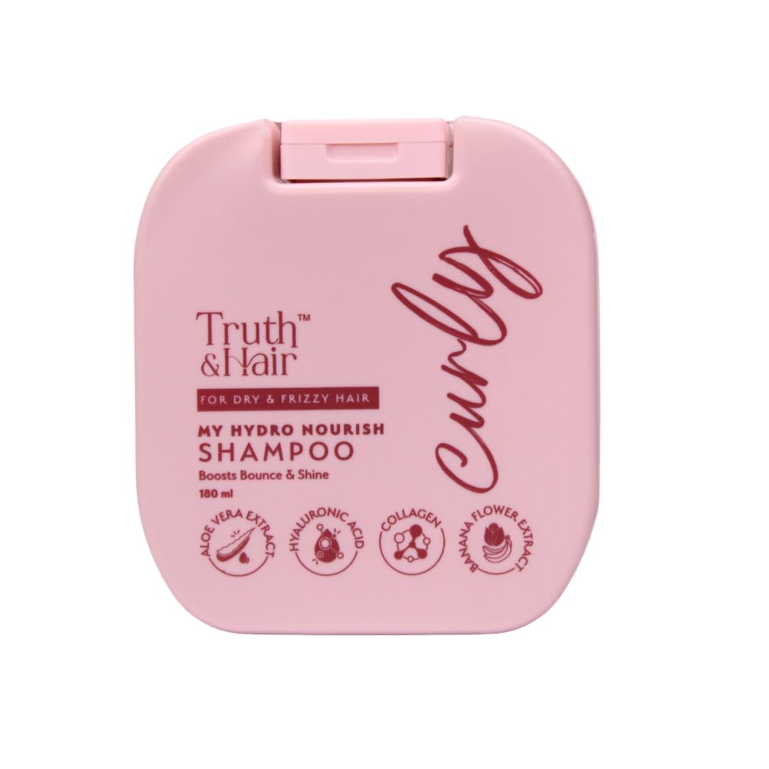 TRUTH & HAIR Hydro Nourish Shampoo for Curly Hair (180ml) | With Aloevera Leaf Powder, Hyaluronic Acid & Collagen | Enhances shine & fortifies strands | SLS & Paraben free | Dermat Approved-image-12