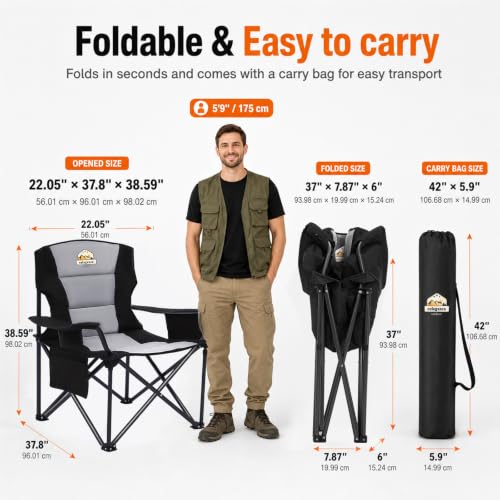 Colegence Oversized Heavy Duty Camping Chairs 2-Pack
